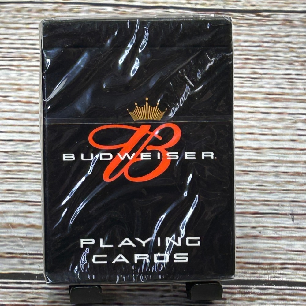 Budweiser Playing‎ Cards Black Red Script Logo Factory Sealed N8798C Deck